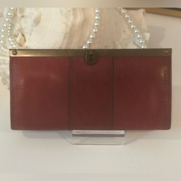 Fossil burgundy red leather Clutch wallet bag New - Picture 8 of 8